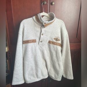CityScape Alaska Cream and Tan Pullover Sweater Buttons Pocket Men's Medium
